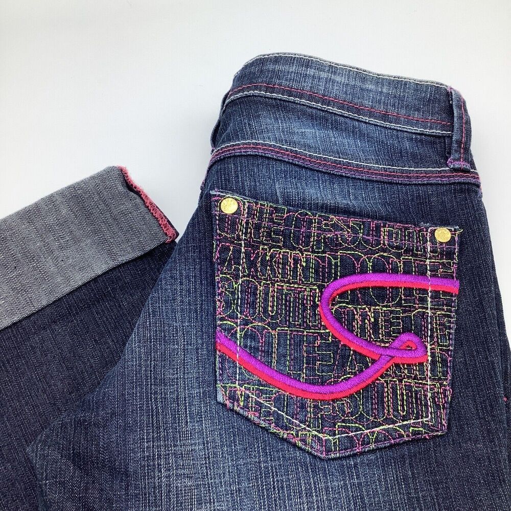 South‎ Pole Womens Capri Cuffed Denim Jeans Blue Size 1